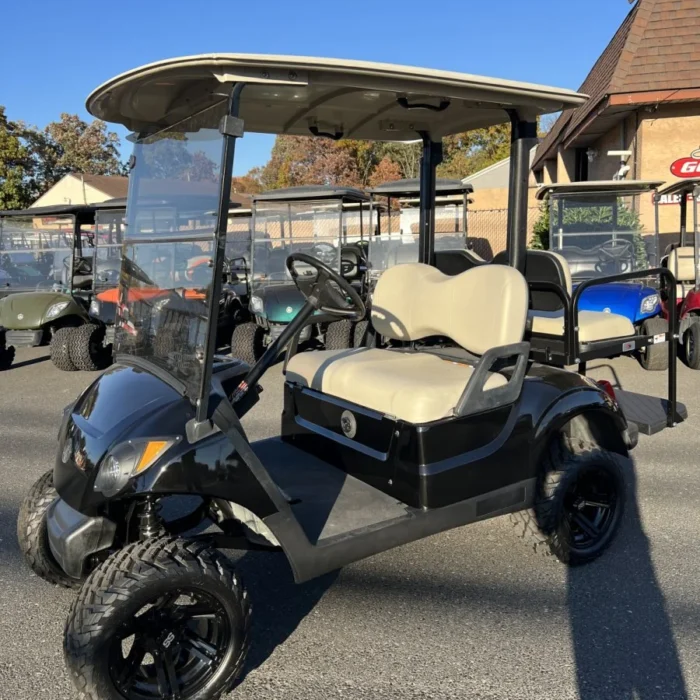 2017 Yamaha Drive2 48V custom lifted electric golf cart in Black Metallic