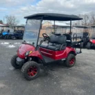 2017 Yamaha Drive2 lifted electric golf cart in Candy Red