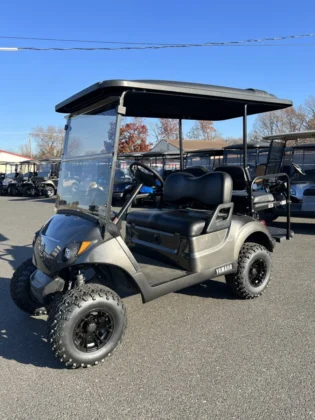 2018 Yamaha Drive2 48V custom lifted electric golf cart in Charcoal Gray Metallic