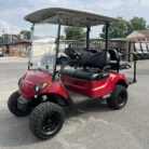 2018 Yamaha Drive2 48V lifted electric golf cart in Garnet Burgundy with 3-inch lift
