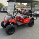 2017 Yamaha Drive2 48V custom lifted electric golf cart with Matte Red and Black Fade