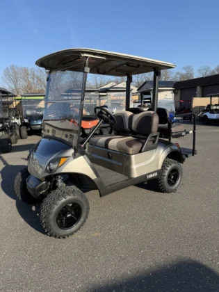 2018 Yamaha Drive2 48V custom lifted electric golf cart with Pewter and Black Fade
