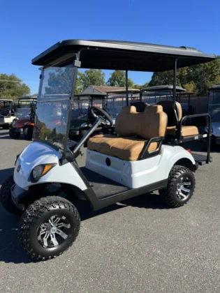 2017 Yamaha Drive2 48V custom lifted electric golf cart in Pearl White Metallic