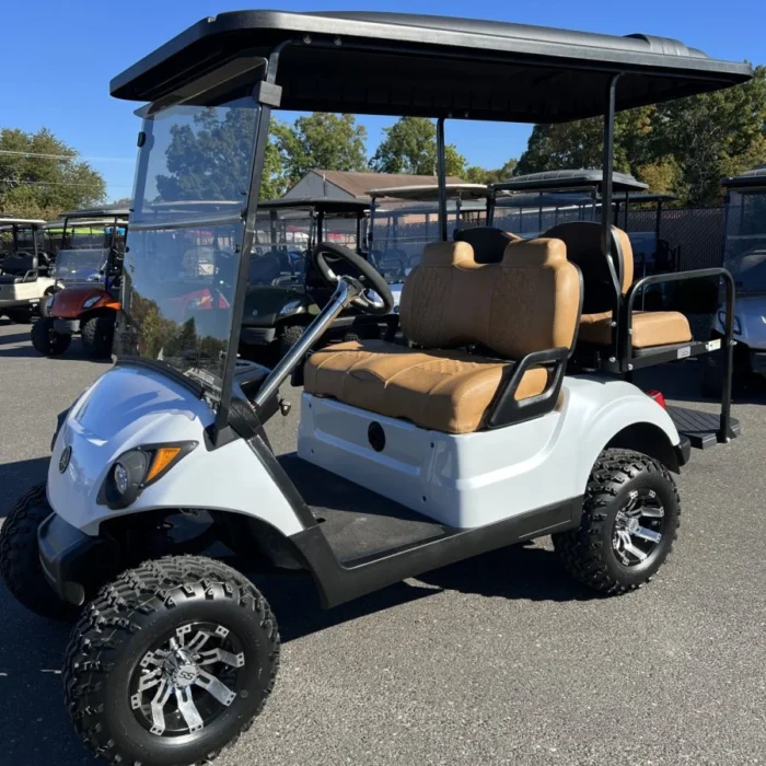 YD23PWMMJSCO-001-IMG_9324.webp 2017 Yamaha Drive2 48V custom lifted electric golf cart in Pearl White Metallic