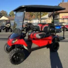 2018 Yamaha Drive2 48V custom lifted electric golf cart with Red and Black Fade