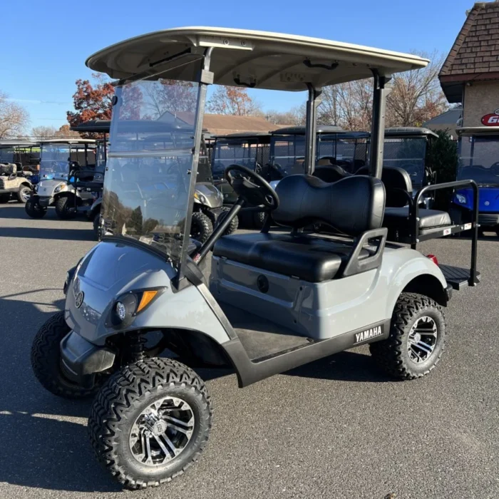 2018 Yamaha Drive2 48V custom lifted electric golf cart in Slate Gray