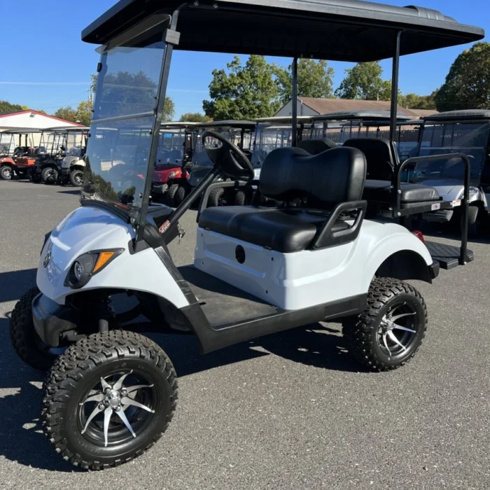 2017 Yamaha Drive2 Pearl White Metallic electric golf cart with 6-inch lift