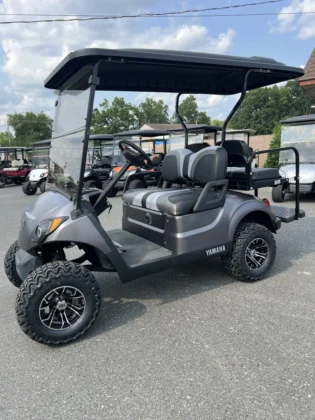 2018 Yamaha Drive2 48V custom lifted electric golf cart in Matte Gray Metallic
