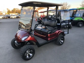 2016 Yamaha Drive lifted electric golf cart in Burgundy Flake Metallic