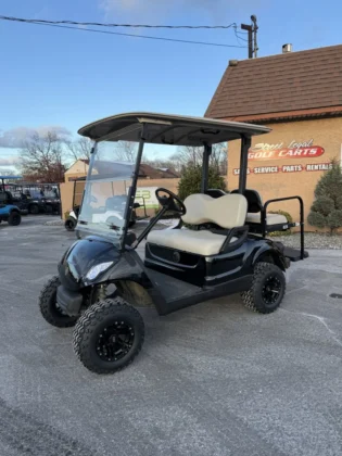 2016 Yamaha Drive 48V lifted electric golf cart in Black Metallic with 3-inch lift