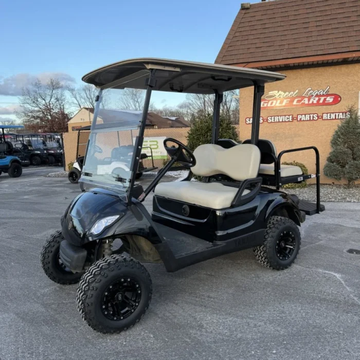YD3BLKTN-001-IMG_9794.webp 2016 Yamaha Drive 48V lifted electric golf cart in Black Metallic with 3-inch lift