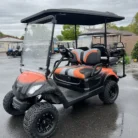 2016 Yamaha Drive lifted electric golf cart with Black and Orange Fade