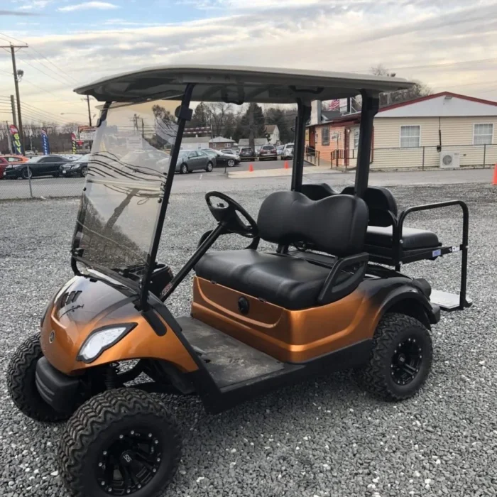 YD3CPBLFABLK-001-IMG_2069-e1573240993100.webp 2016 Yamaha Drive lifted electric golf cart with Copper and Black Fade