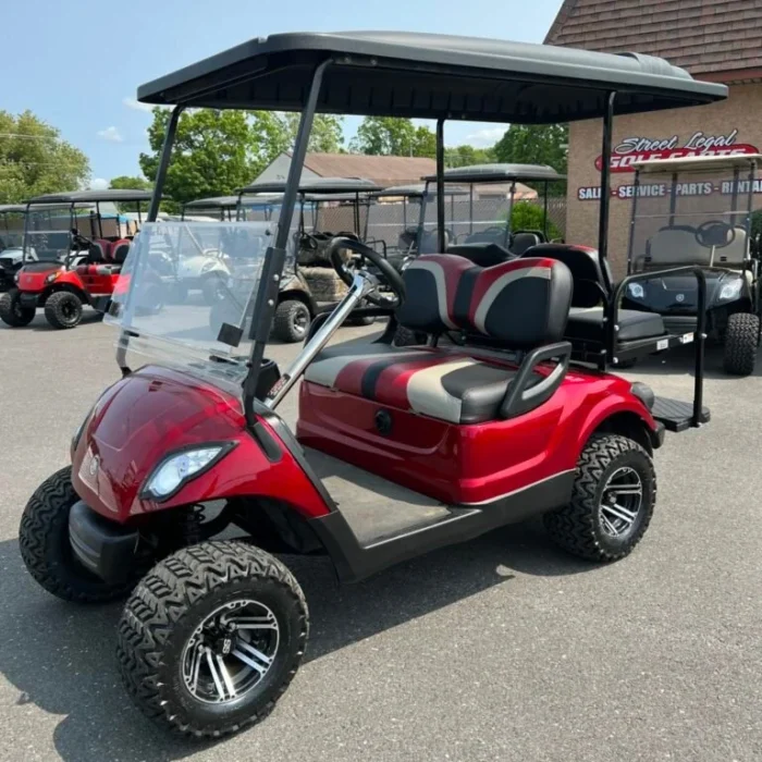 YD3CRP3TER-001-IMG_5104-scaled-1-768x1024-1.webp 2016 Yamaha Drive 48V custom lifted electric golf cart in Candy Red Pearl Metallic