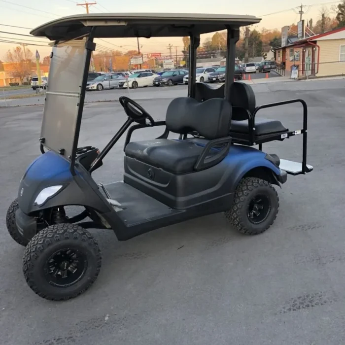 YD3MBLKBLFABLK-001-IMG_4252-e1573476302624.webp 2016 Yamaha Drive lifted electric golf cart with Matte Black and Blue Fade