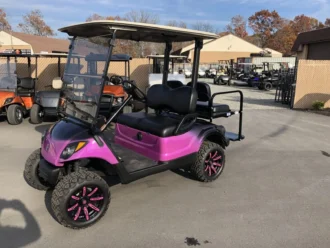 2016 Yamaha Drive lifted electric golf cart with Pink Flake and Black Metallic Fade