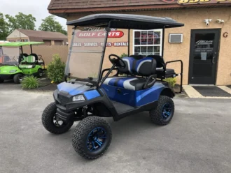 2016 Yamaha Drive HAVOC Blue Black Fade electric golf cart with 6-inch lift