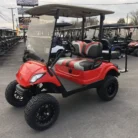 2016 Yamaha Drive Bright Red electric golf cart with 6-inch lift