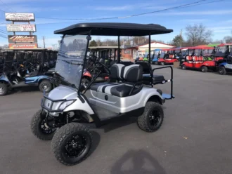 2016 Yamaha Drive Silver Metallic electric golf cart with 6-inch lift