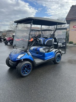 2016 Yamaha Drive 48V custom electric golf cart with Blue and Black Metallic Fade