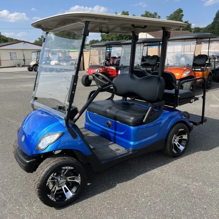 2016 Yamaha Drive 48V custom electric golf cart in Electric Blue Metallic